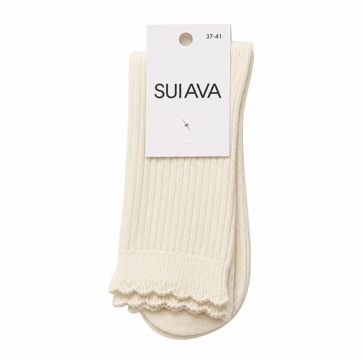 SUI AVA Silk Cable Socks Off White