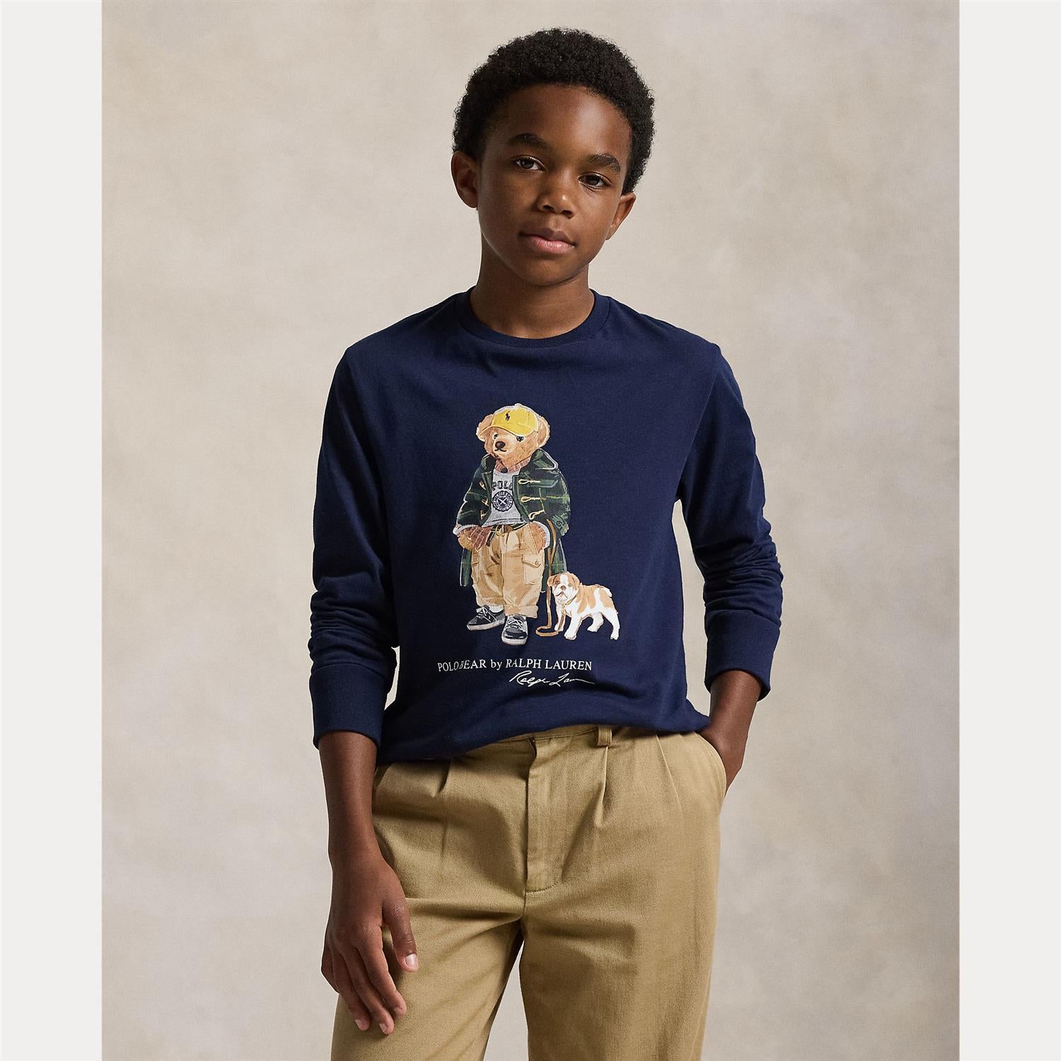 RALPH LAUREN 8-16År Polo Bear LS T-shirt Mørkeblå