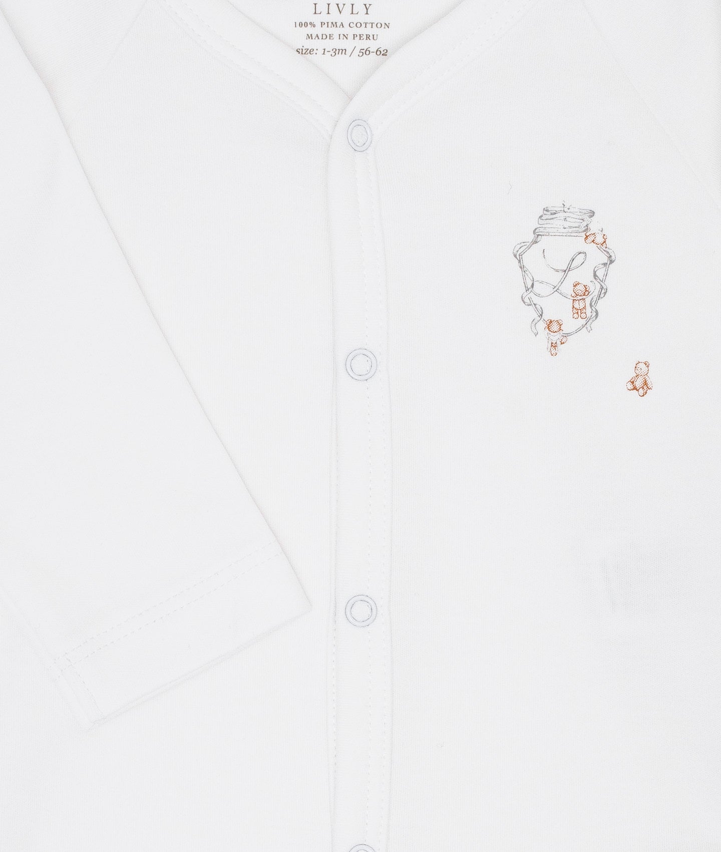 LIVLY Teddy Tay Full Snap Body Hvit