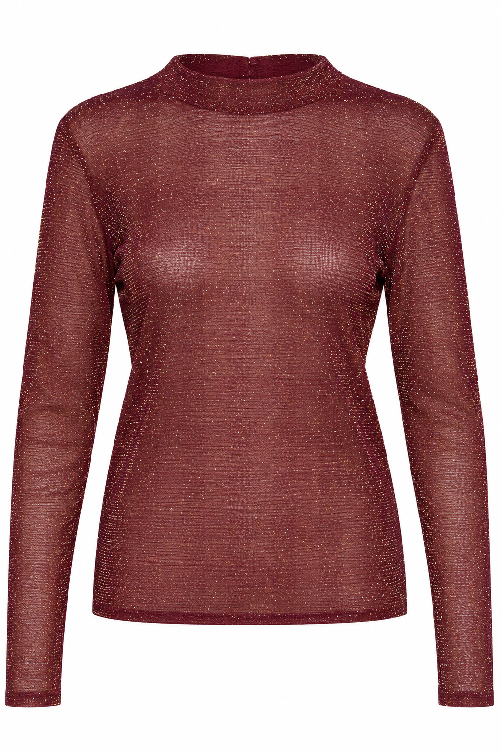 SAINT TROPEZ Delila bluse i vinrød, elegant dametopp med lange ermer