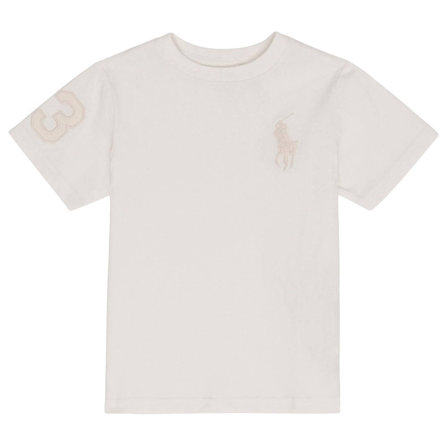 RALPH LAUREN 8-16År T-skjorte Stor Logo Off-White