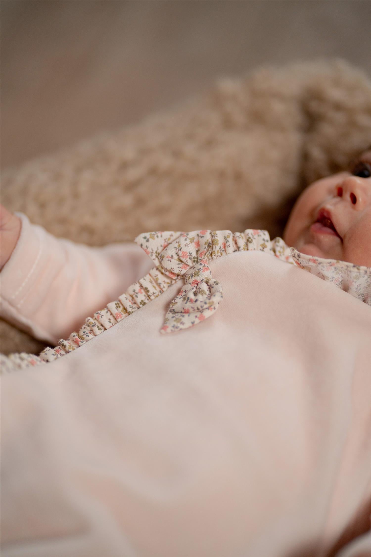 BABY GI Velourdress m/fot,Leah Peach Pink