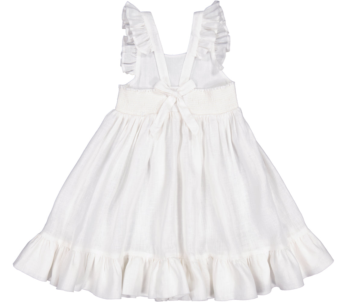 MARMAR COPENHAGEN 3-12ÅR Danita Frill Dress,Linen Hvit