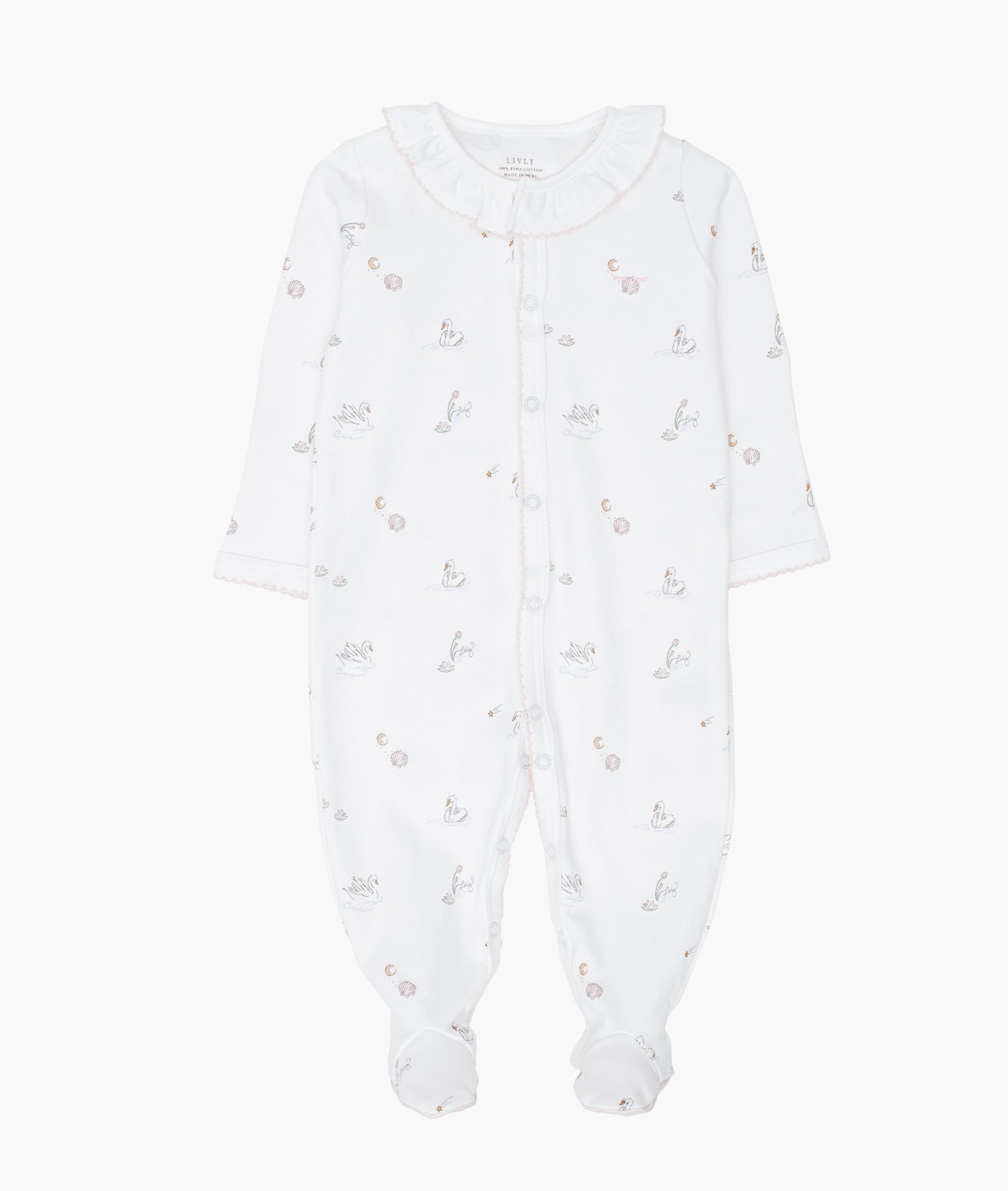 LIVLY Swans Ruffled Footie