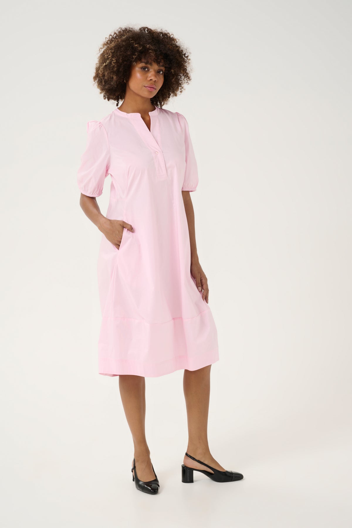 CULTURE Antoinett Placket Dress Lys Rosa