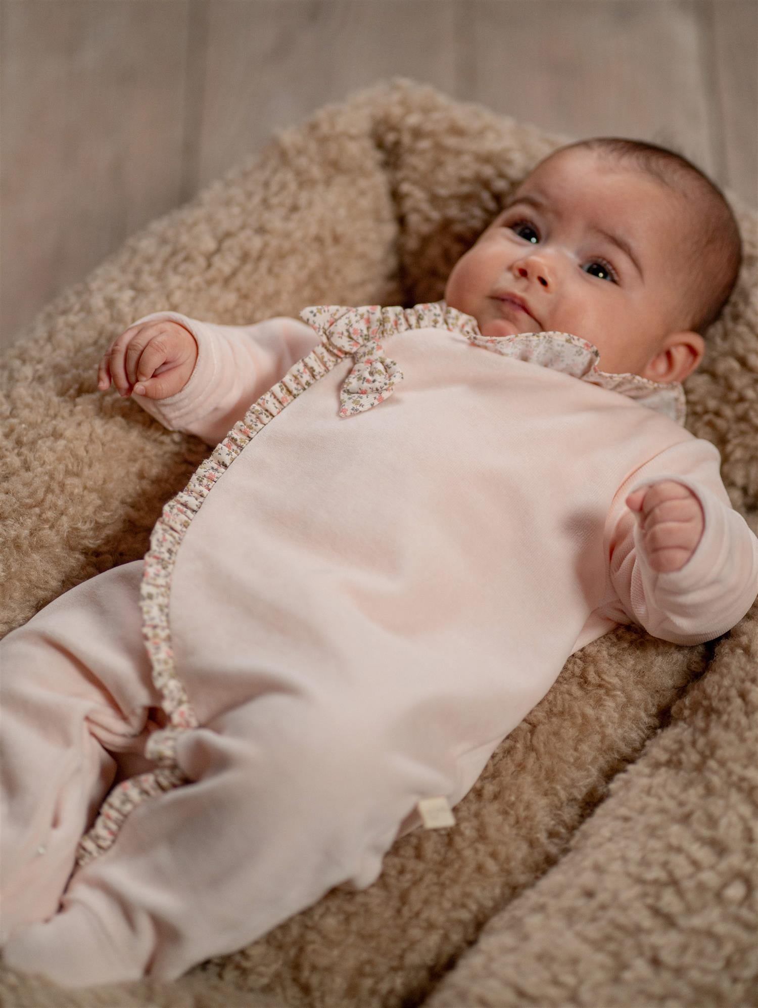 BABY GI Velourdress m/fot,Leah Peach Pink