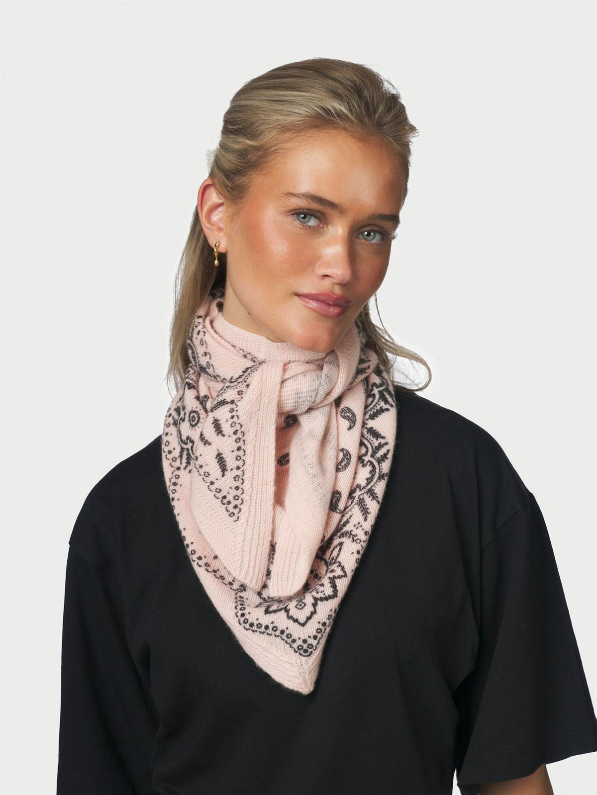 NEO NOIR Lolana Paisley Knit Scarf Powder