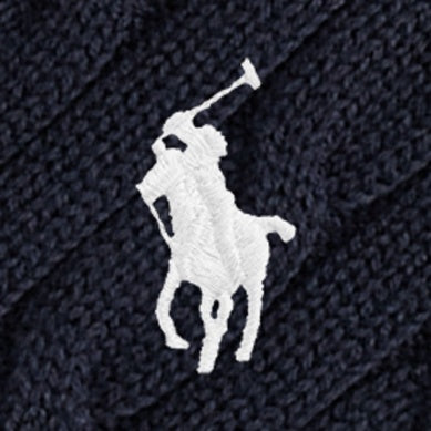 RALPH LAUREN 8-16År Genser m/flettestrikk,Jente Mørkeblå