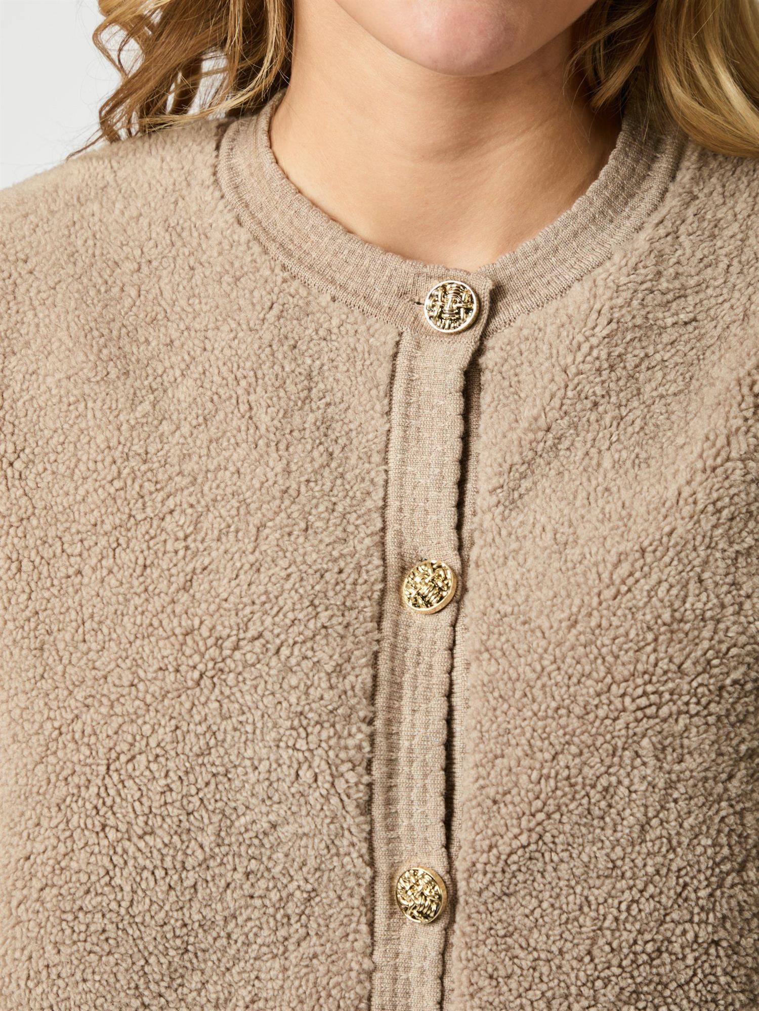 NEO NOIR Limo Fluffy knit Cardigan Sand