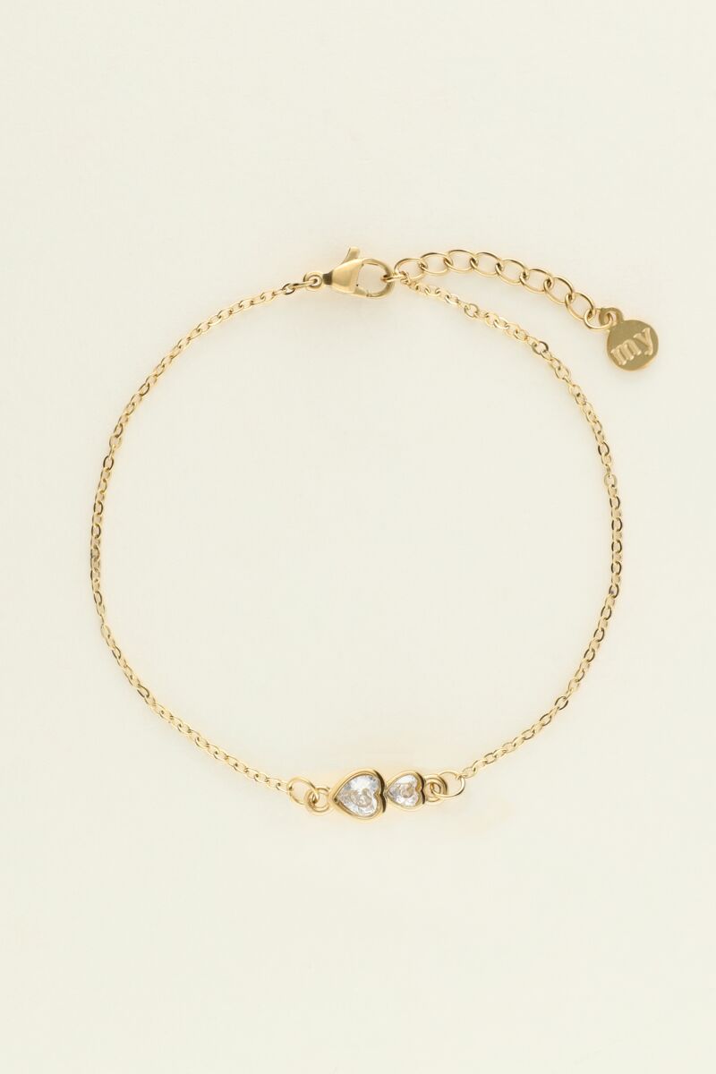 My Jewellery Double rhinestone heart bracelet Gull