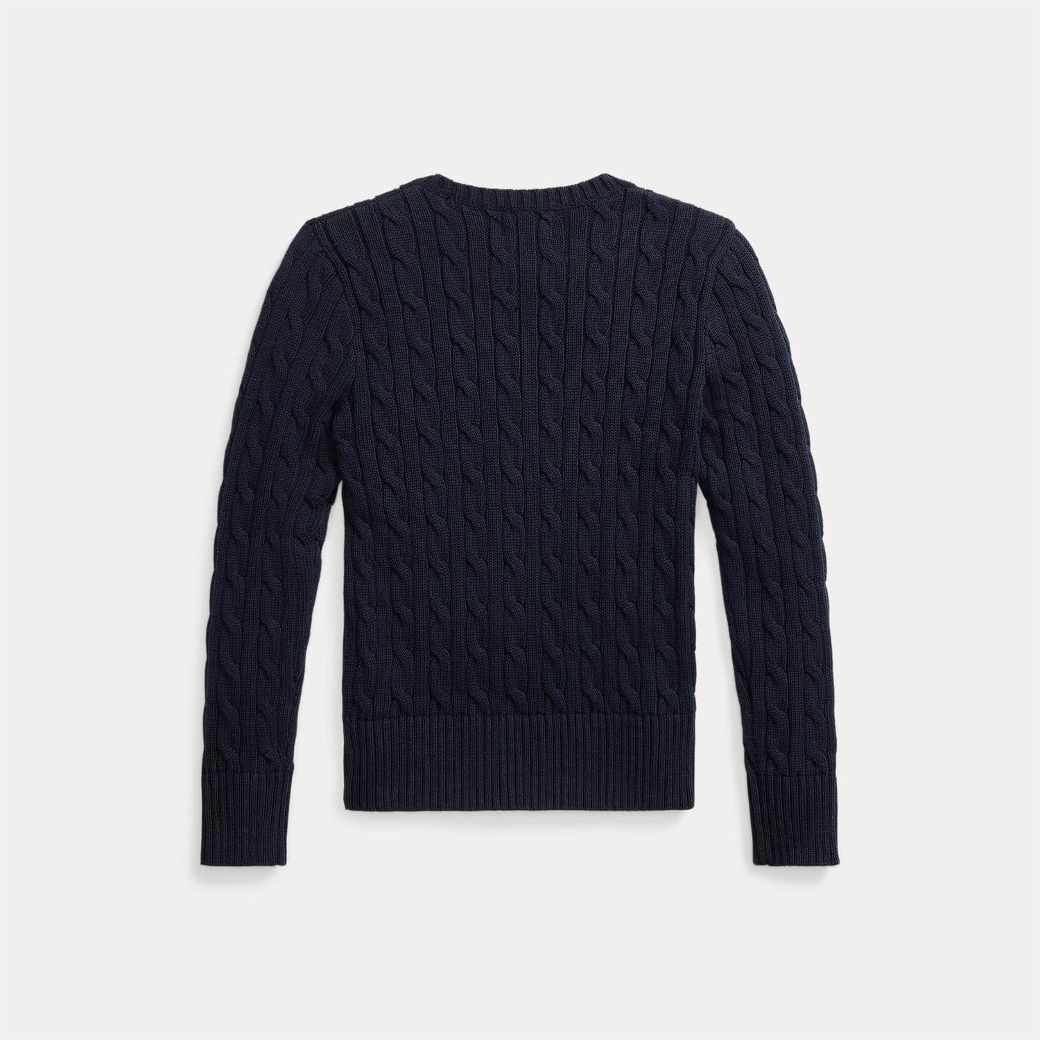 RALPH LAUREN 8-16År Genser m/flettestrikk,Jente Mørkeblå