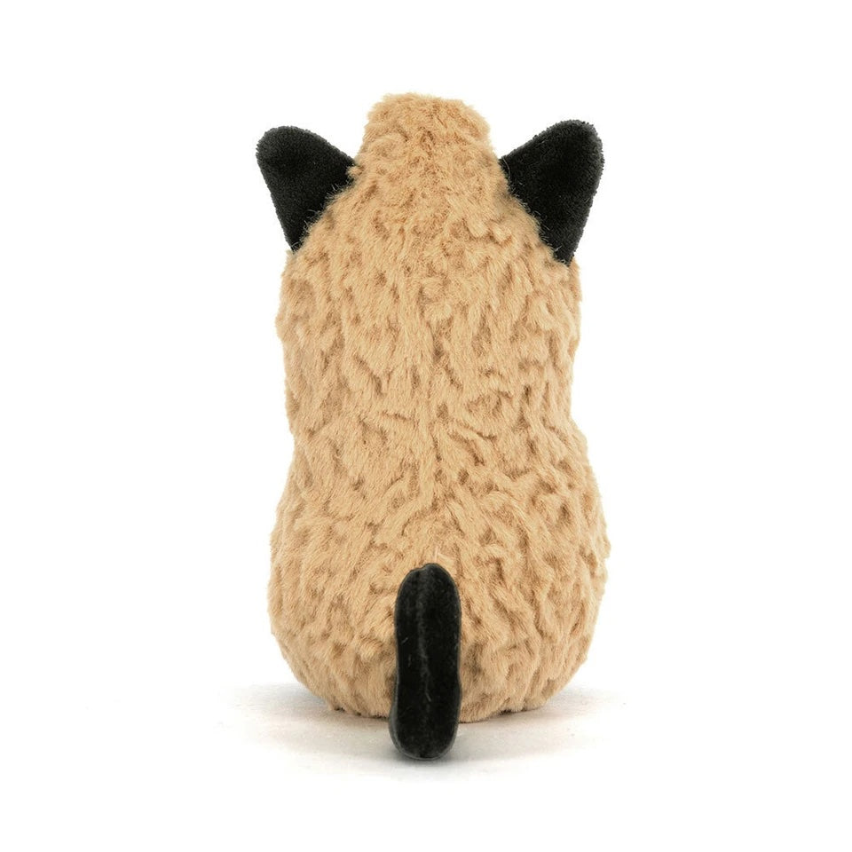 JELLYCAT Amuseables Peanut kattelue, sittende barneleker i 12 cm, myk og kosedyrkatt med peanuttema.