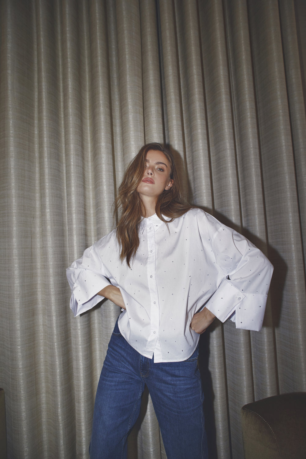 CO´ COUTURE Leni Wide Cuff Stone Shirt