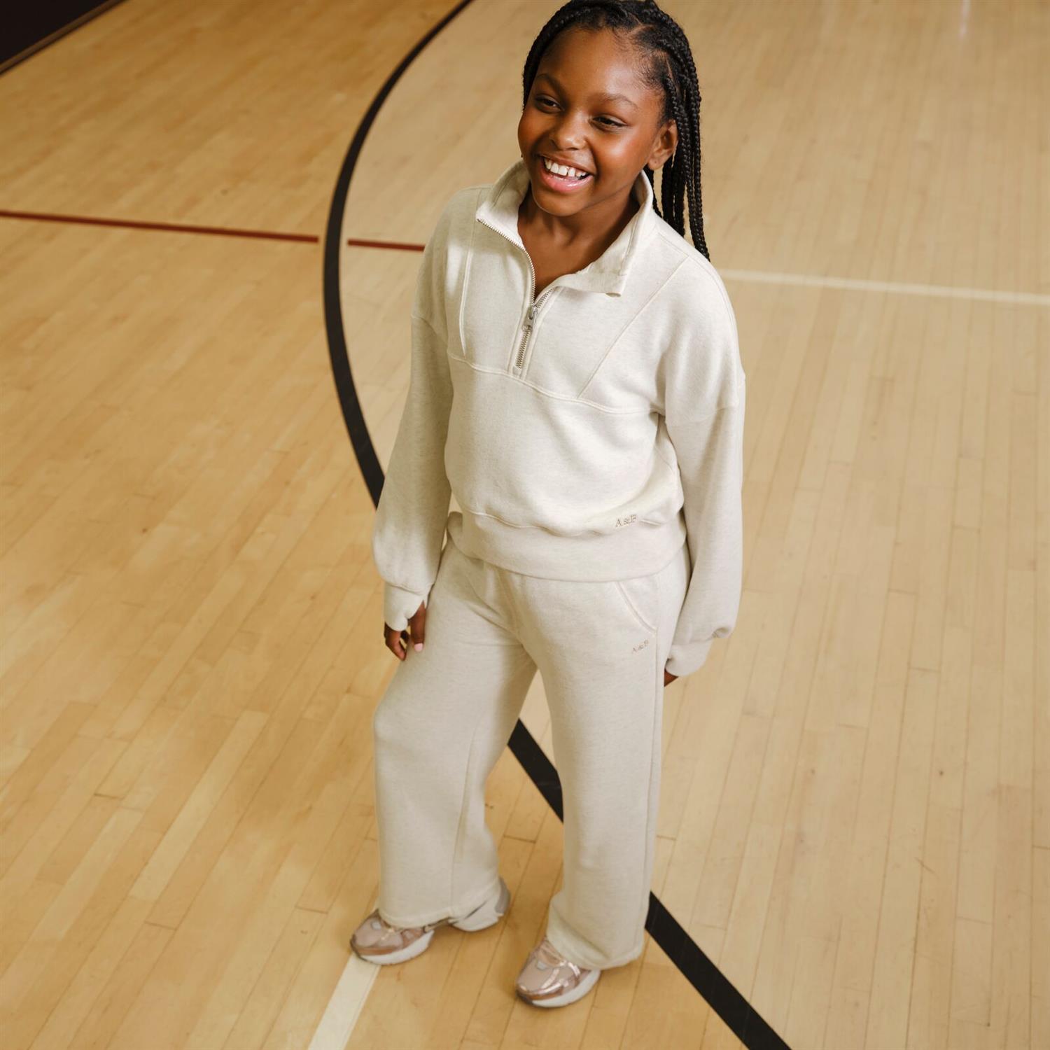 ABERCROMBIE & FITCH Genser m/Zip Beige Melert