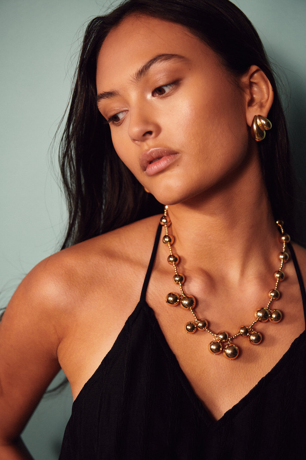 Bow 19 Twin Drop Earrings Gold