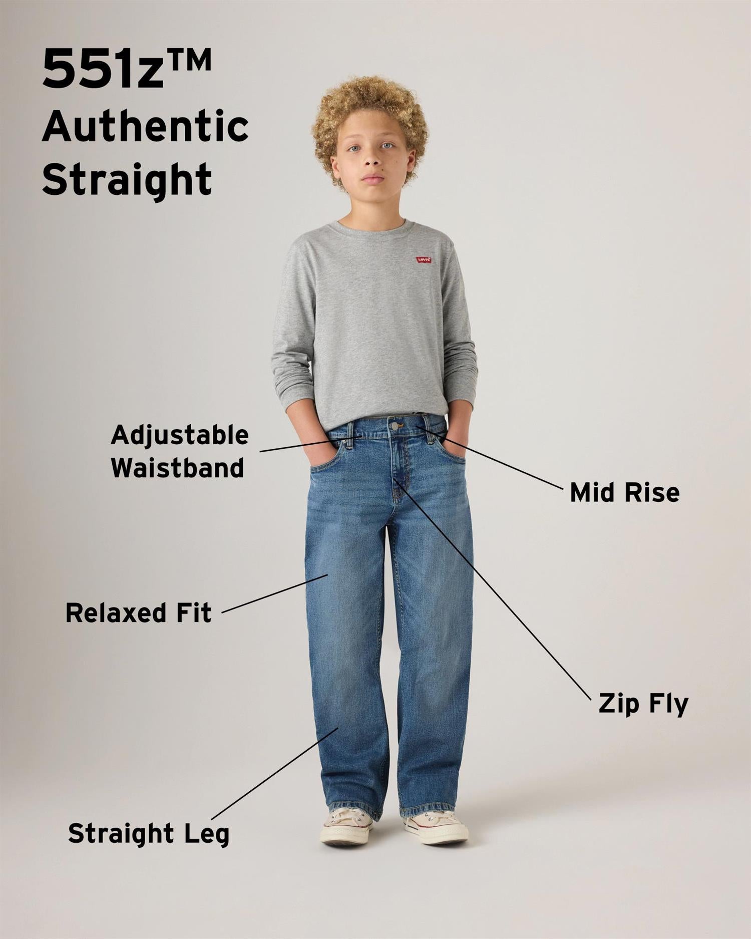LEVIS 4-14ÅR 551Z Authentic Straight Jeans Blå