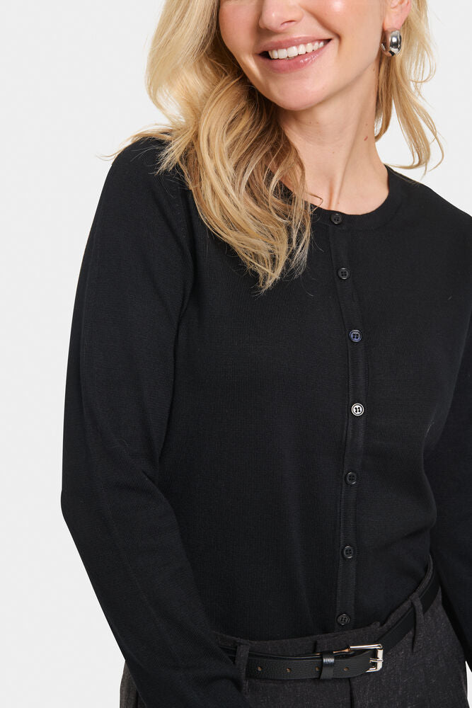 SAINT TROPEZ Mila R-Neck Cardigan Black