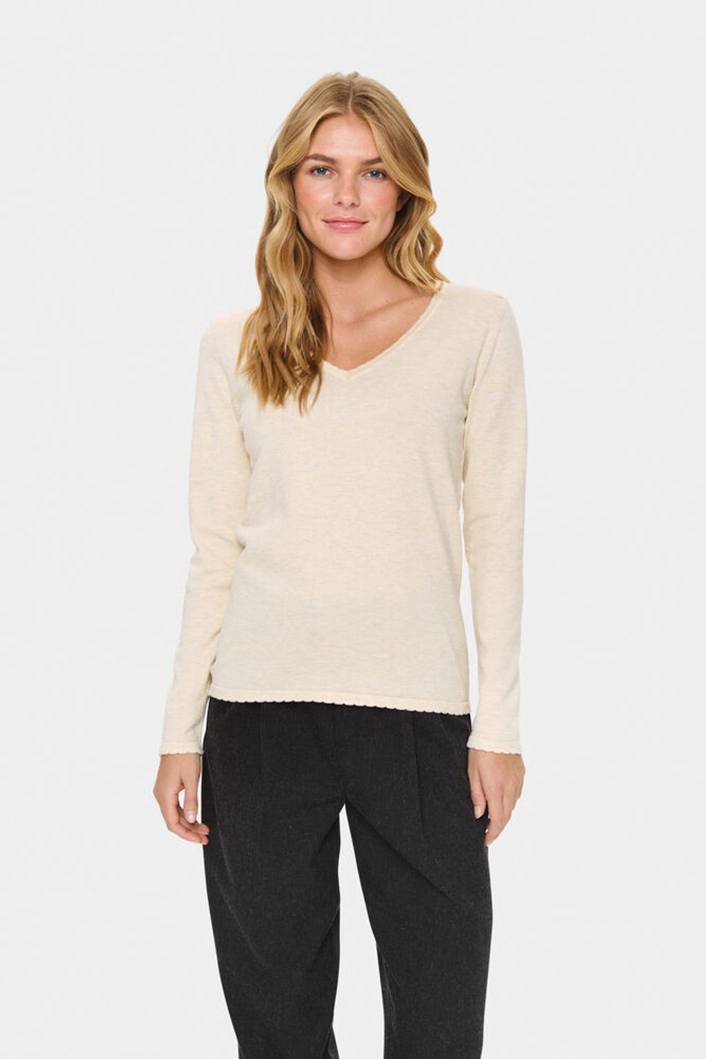 SAINT TROPEZ Mila Ls V-Neck Pullover
