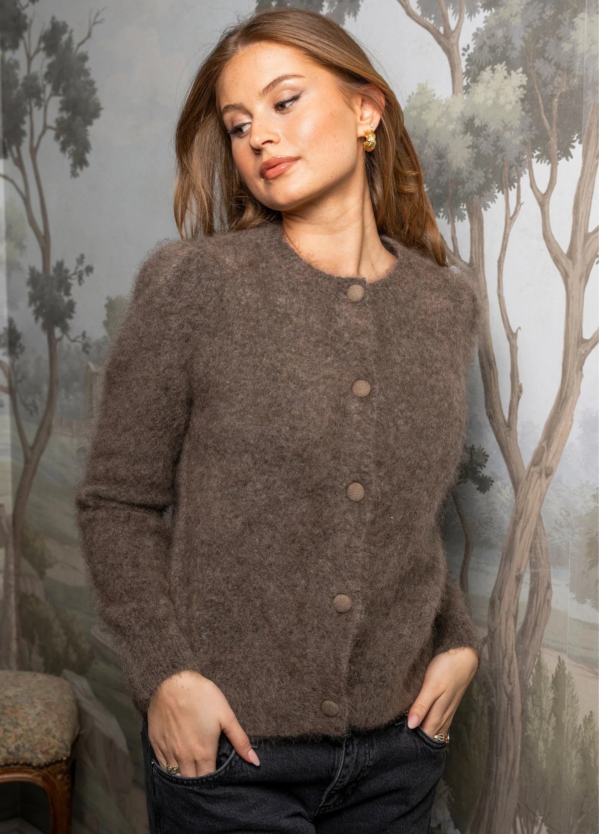 MISSMAYA Ulla Mohair Cardigan Taupe