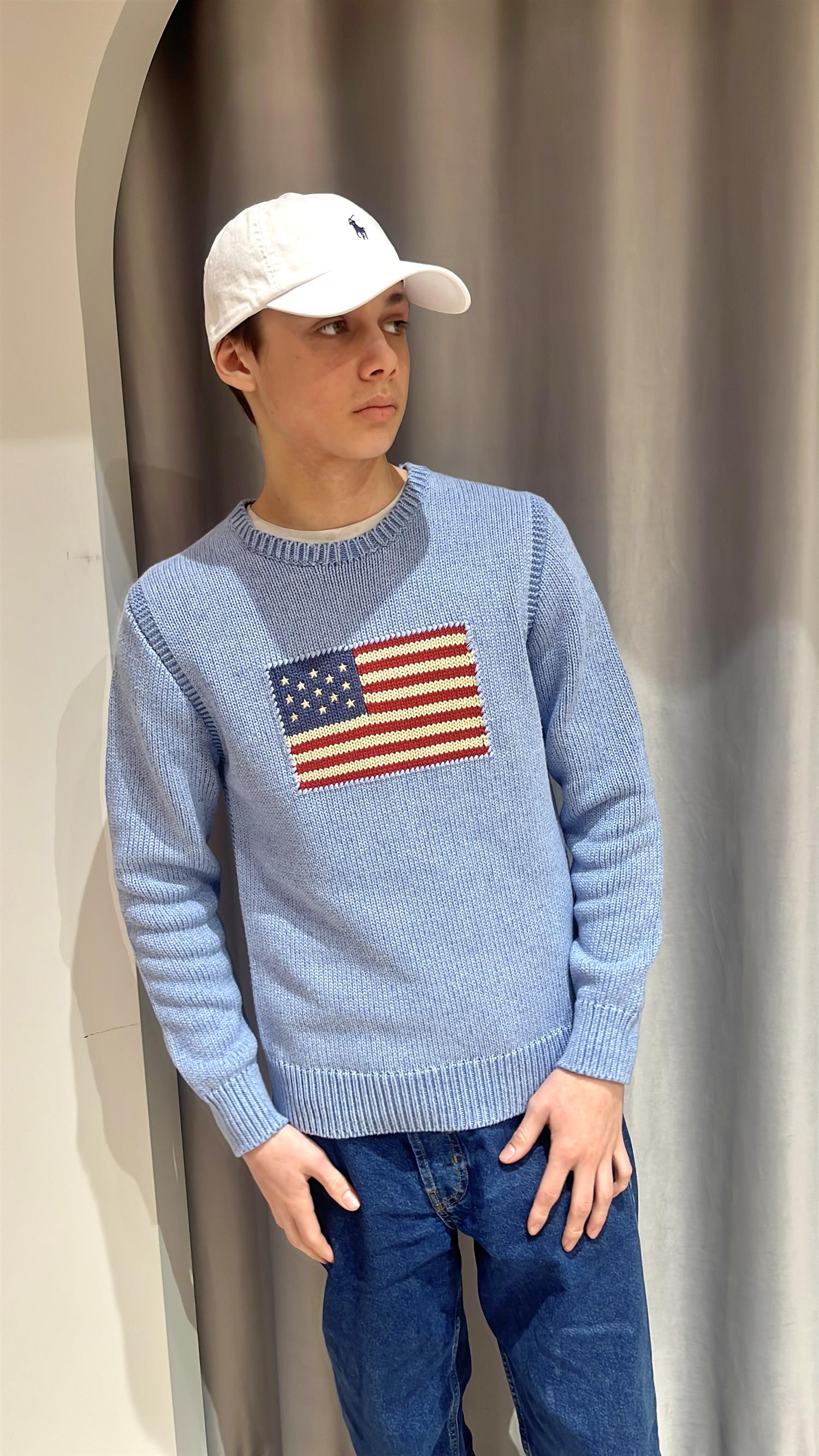 RALPH LAUREN 8-16År Flag CN Sweater