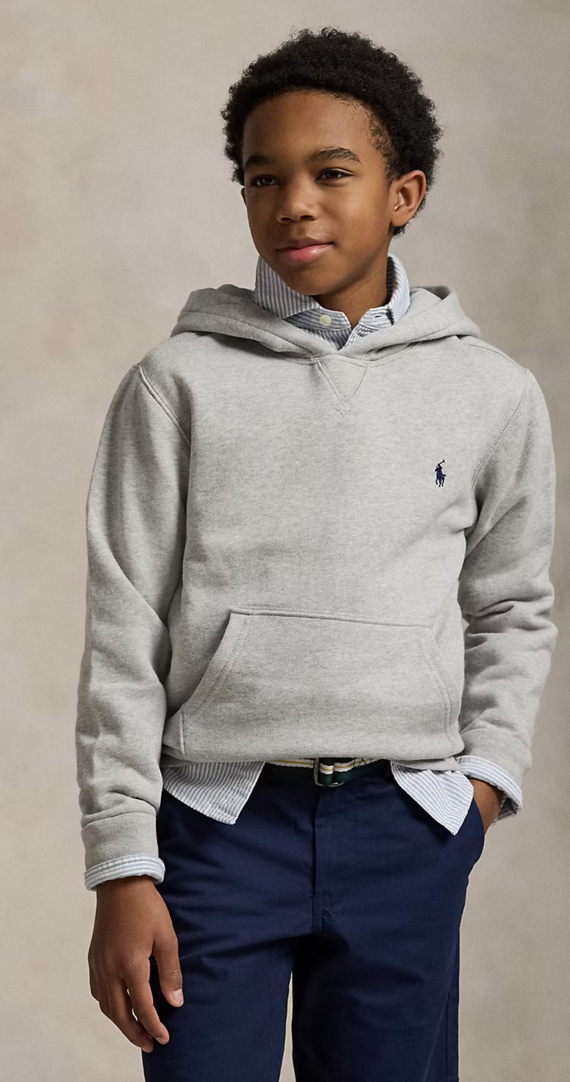 RALPH LAUREN 8-16År Hettegenser m/blå logo Grå