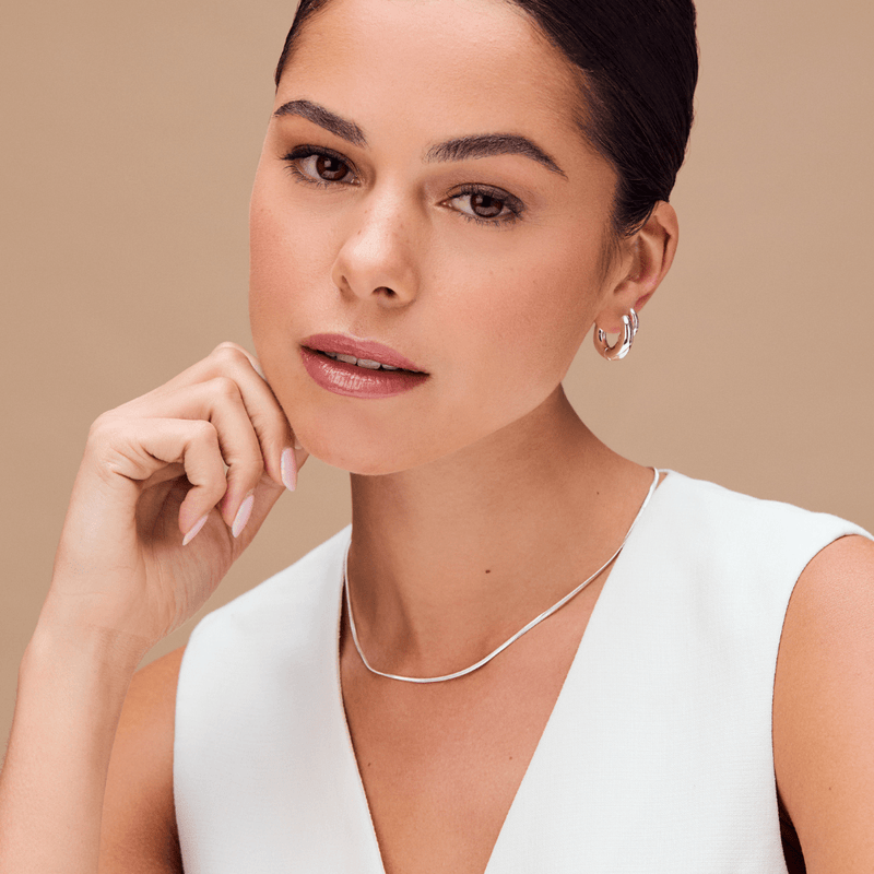 ORELIA Luxe Chubby Hoop Earrings Silver