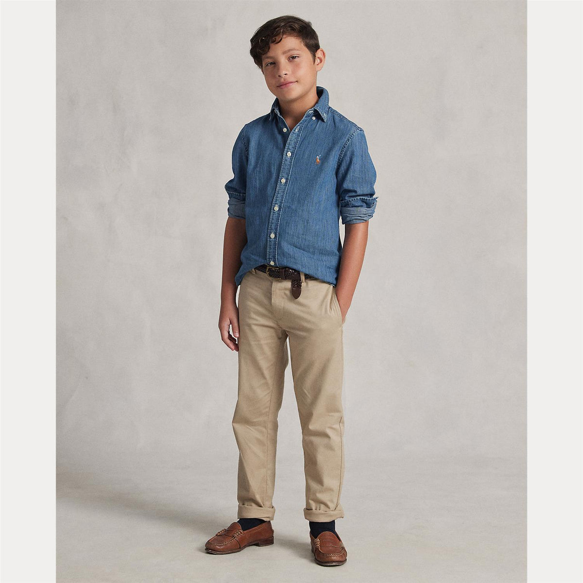 RALPH LAUREN 8-16År Denim skjorte Chambray Blå