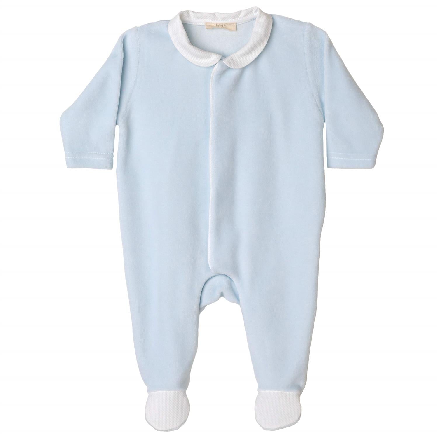 BABY GI Heldress Velour m/fot,Angel Lyseblå
