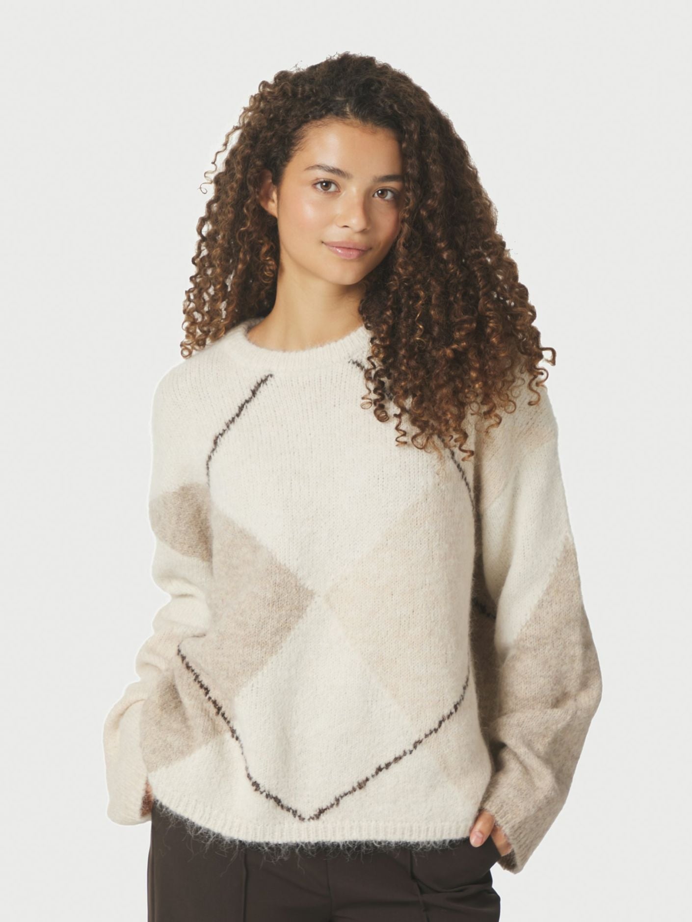 NEO NOIR Inga Check Fluff Knit Blouse - Farmor Ingvarda