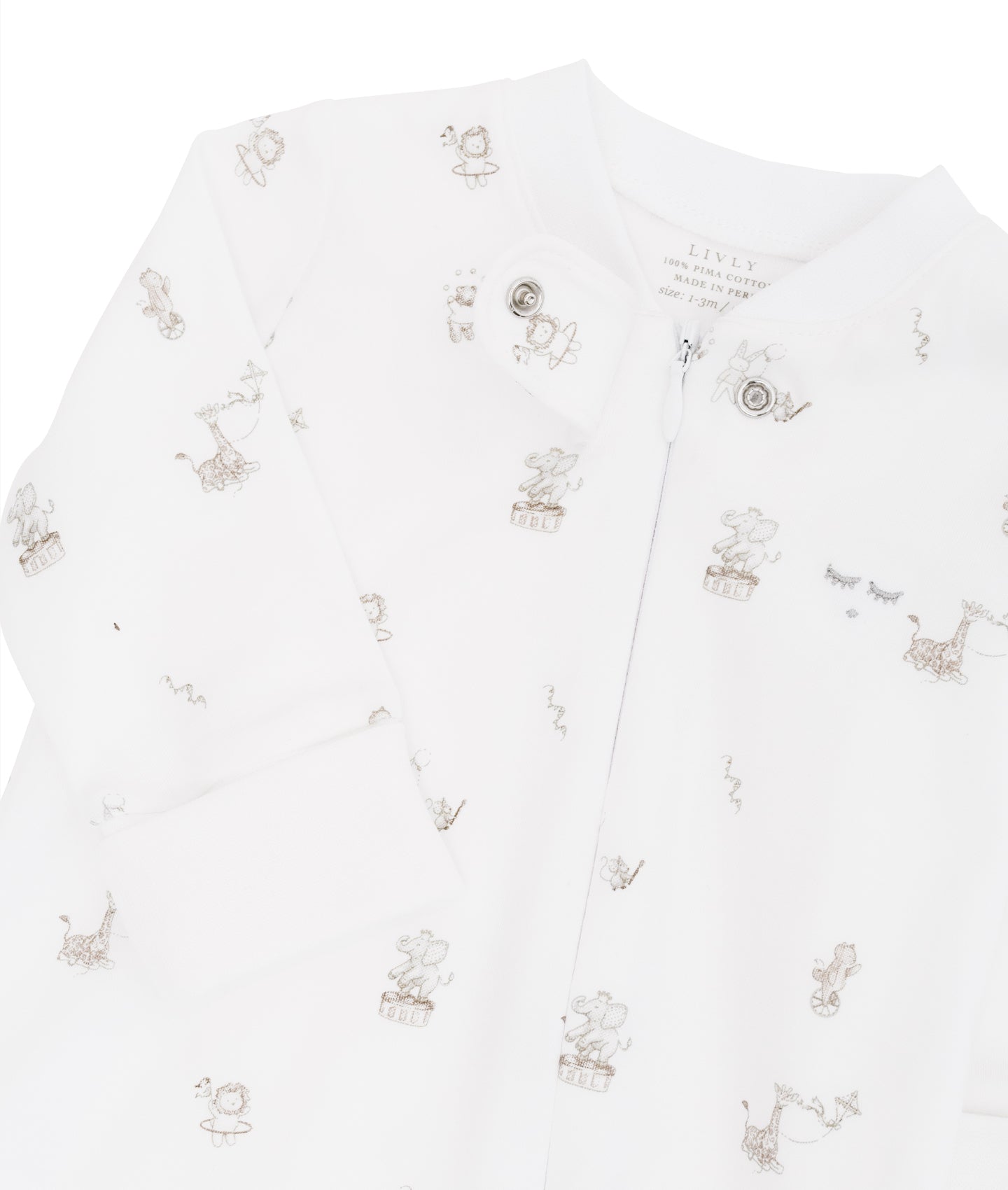 LIVLY Celebration Parade Zipper Footie Hvit - Farmor Ingvarda