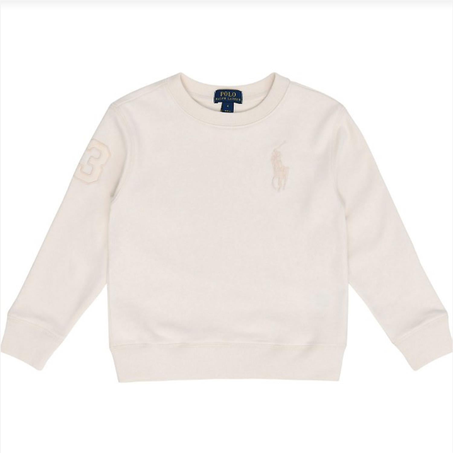 RALPH LAUREN 8-16År Crewneck m/Stor Logo Offwhite