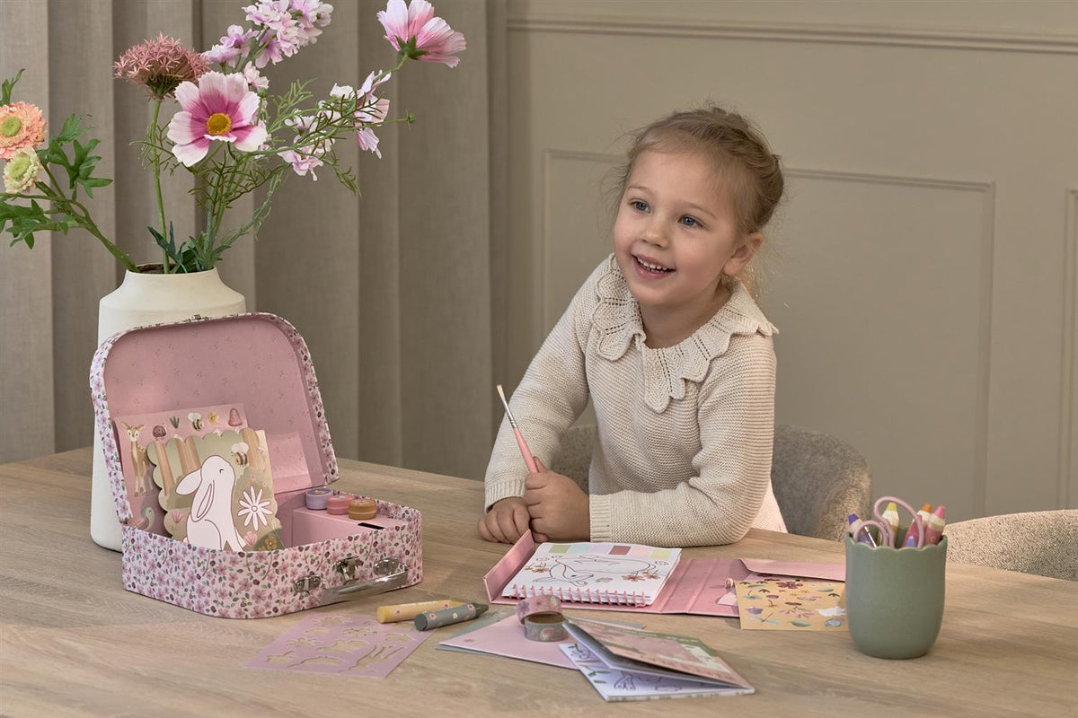 LITTLE DUTCH kreativ koffert med Fairy Garden design i rosa, barneleker og oppbevaringskoffert for barn.