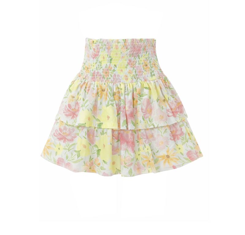 VILJE OG VE Milla skjørt,Blomstret Gul - Farmor Ingvarda