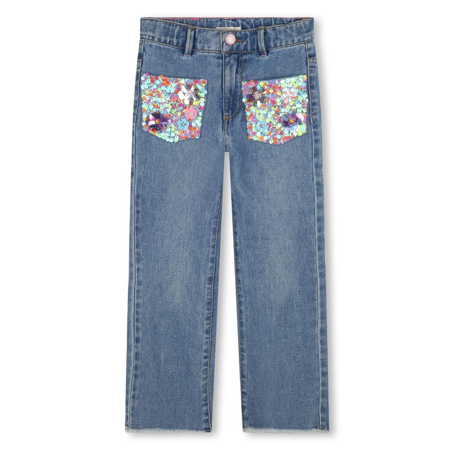 BILLIEBLUSH Jeans m/paljettlommer Mellomblå