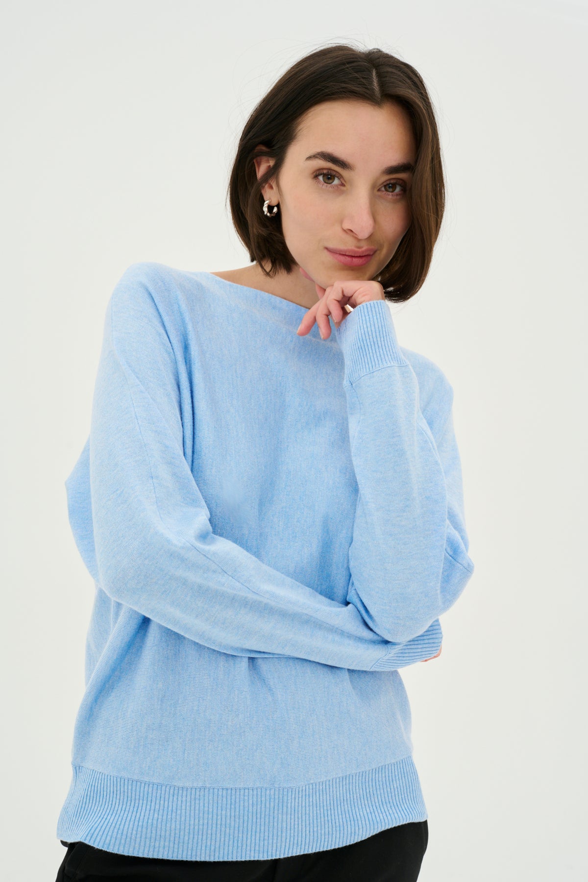 CULTURE Annemarie Batwing Jumper Lysblå