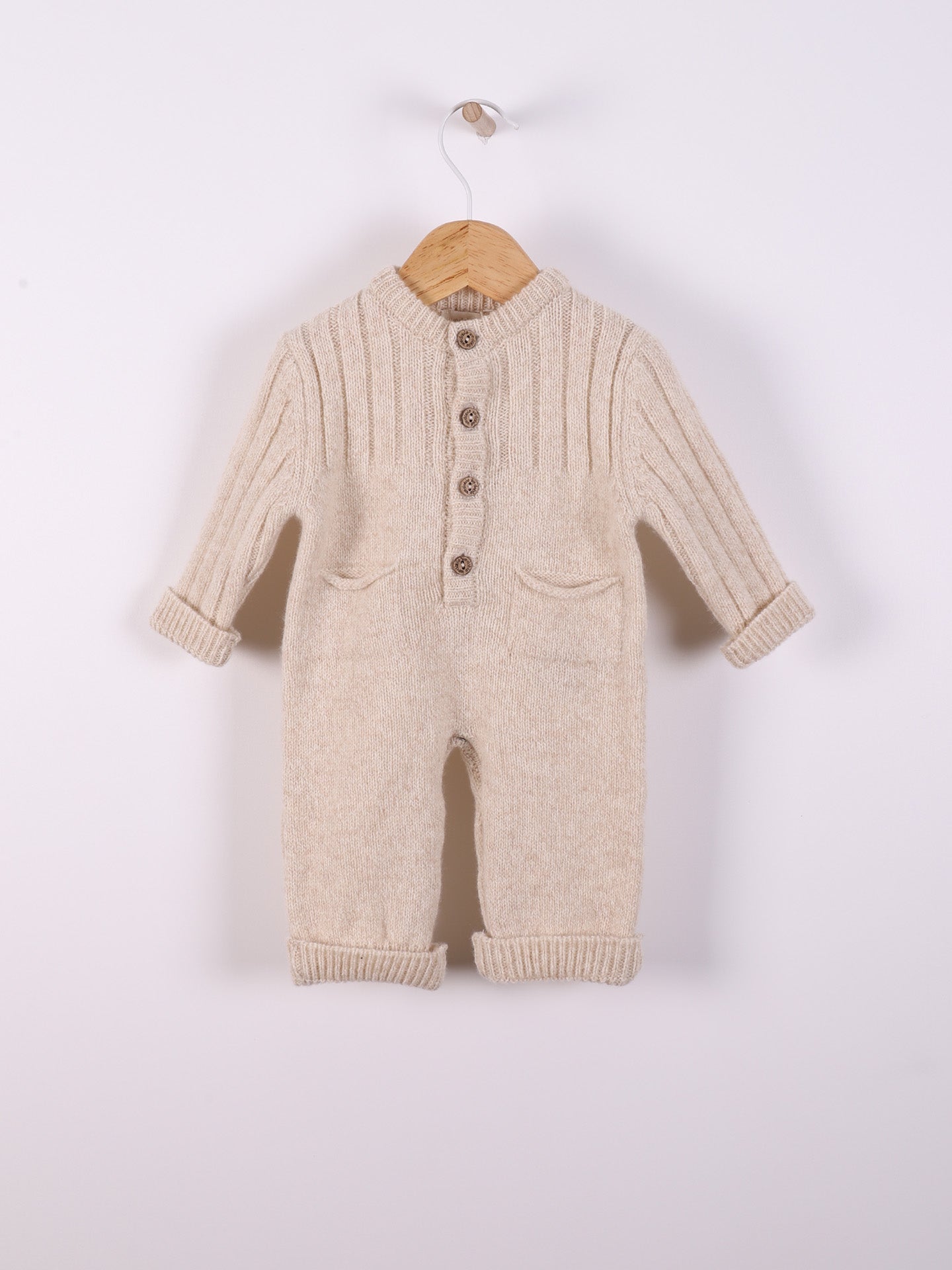 WEDOBLE Strikket Dress Ribb,Ull Beige Melert