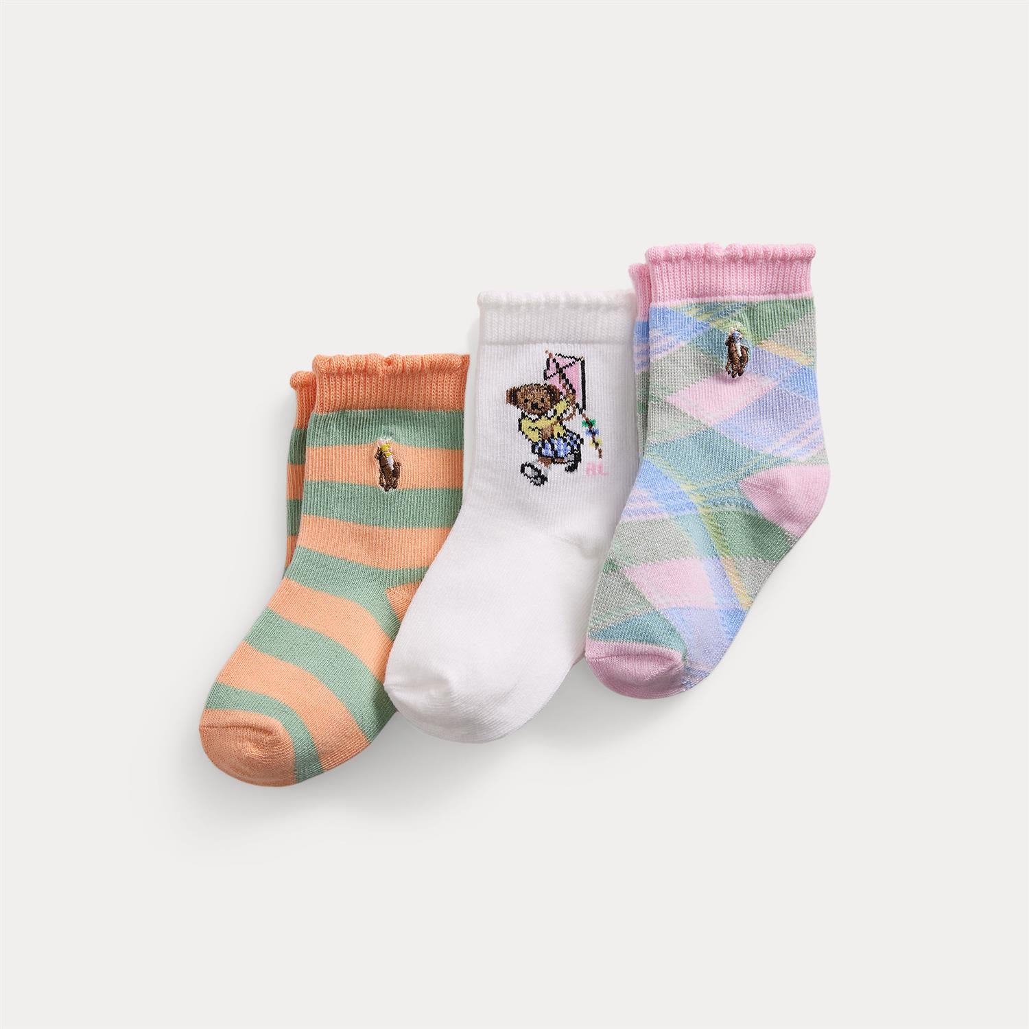 RALPH LAUREN Baby 0-24mnd. 3 pk sokker Flerfarget
