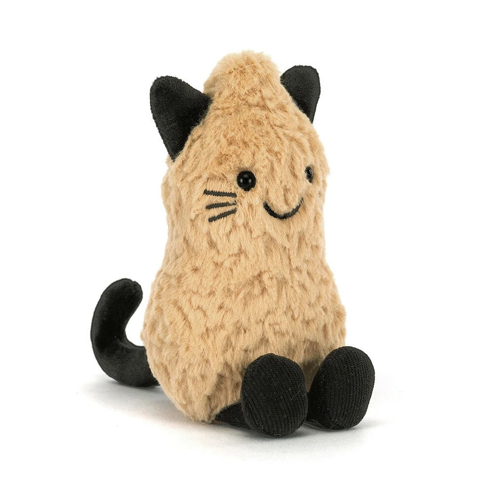JELLYCAT Amuseables Peanut katteleke i sittende posisjon, 12 cm, myk og fargerik leke for barn.