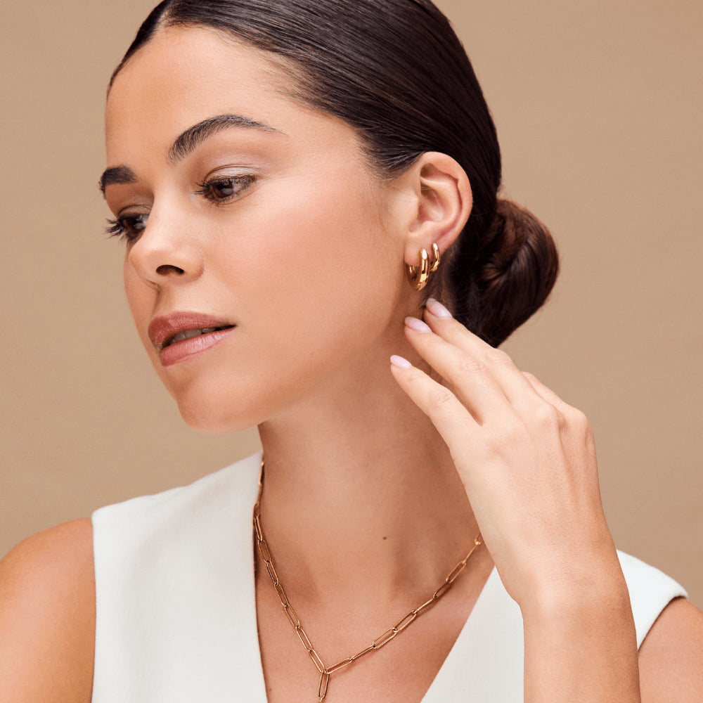 ORELIA Luxe Chubby Smal Hoop Earrings Gold