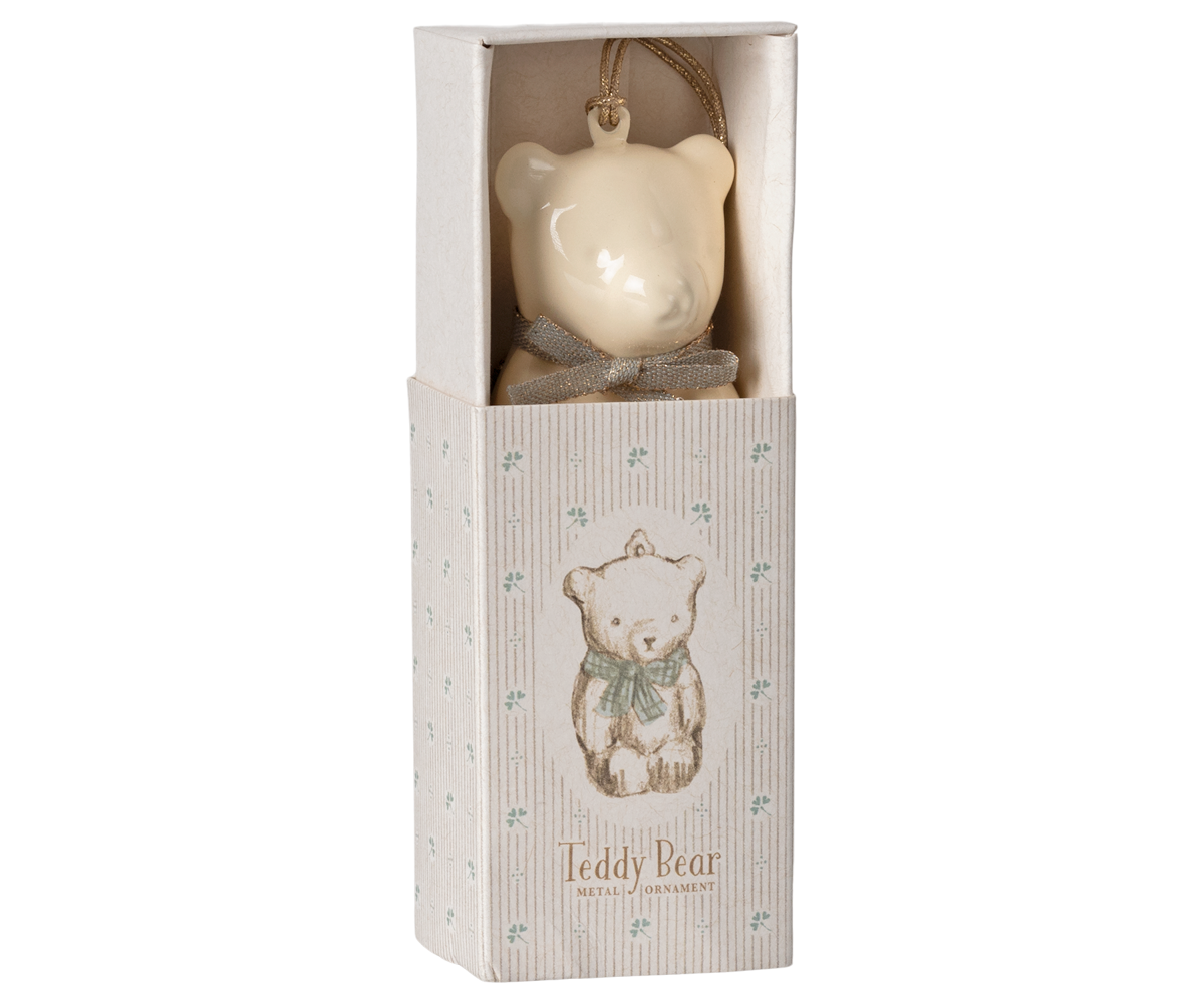 MAILEG Metal ornament,Teddy bear Offwhite/Blue - Farmor Ingvarda