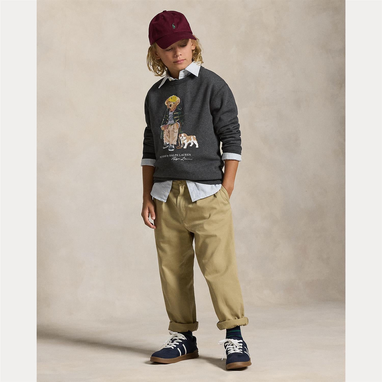 RALPH LAUREN 8-16År Polo Bear Sweatshirt Koksgrå
