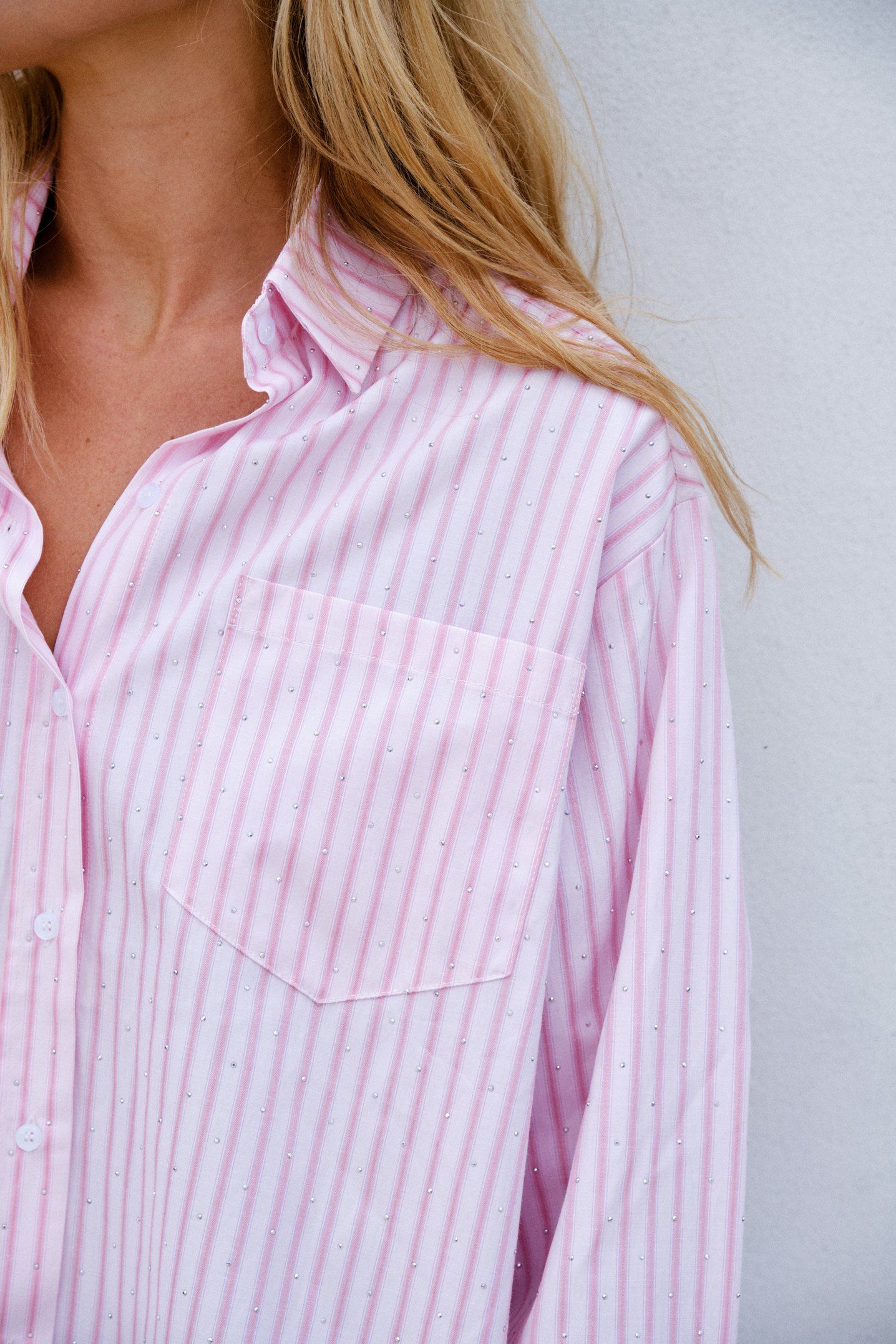 NEO NOIR Dalma Soft Stripe Stone Shirt