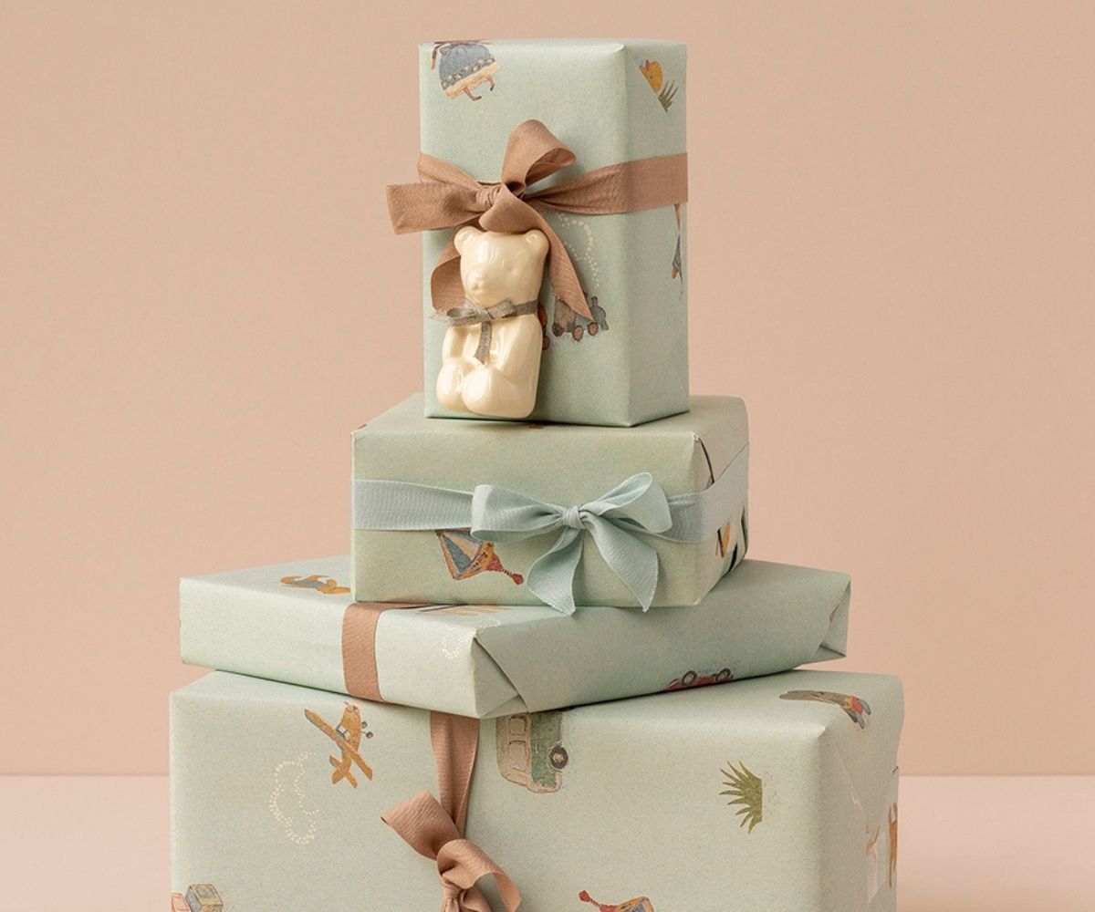 MAILEG Metal ornament,Teddy bear Offwhite/Blue - Farmor Ingvarda