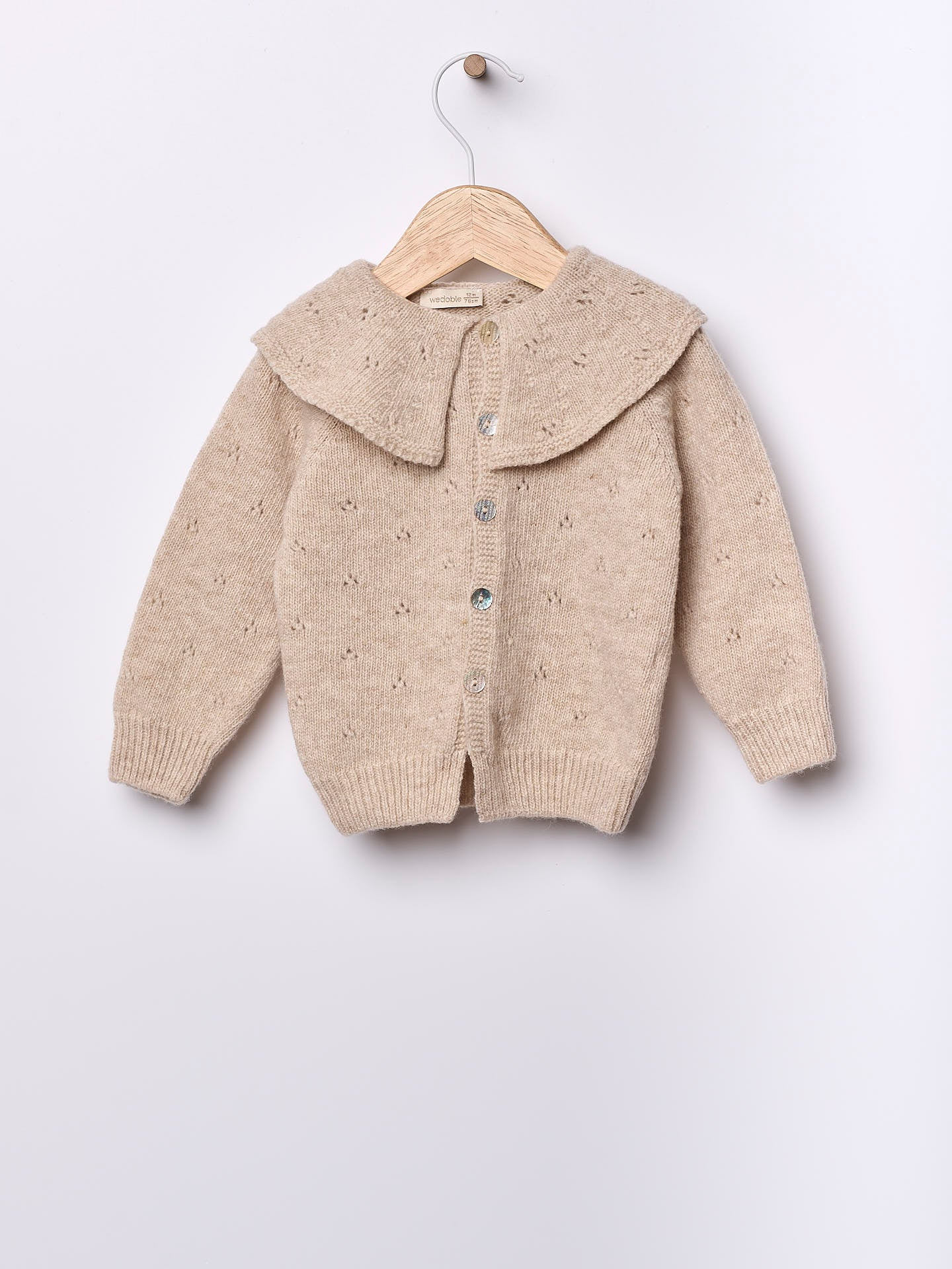 WEDOBLE Strikket Jakke m/krage,Ull Beige