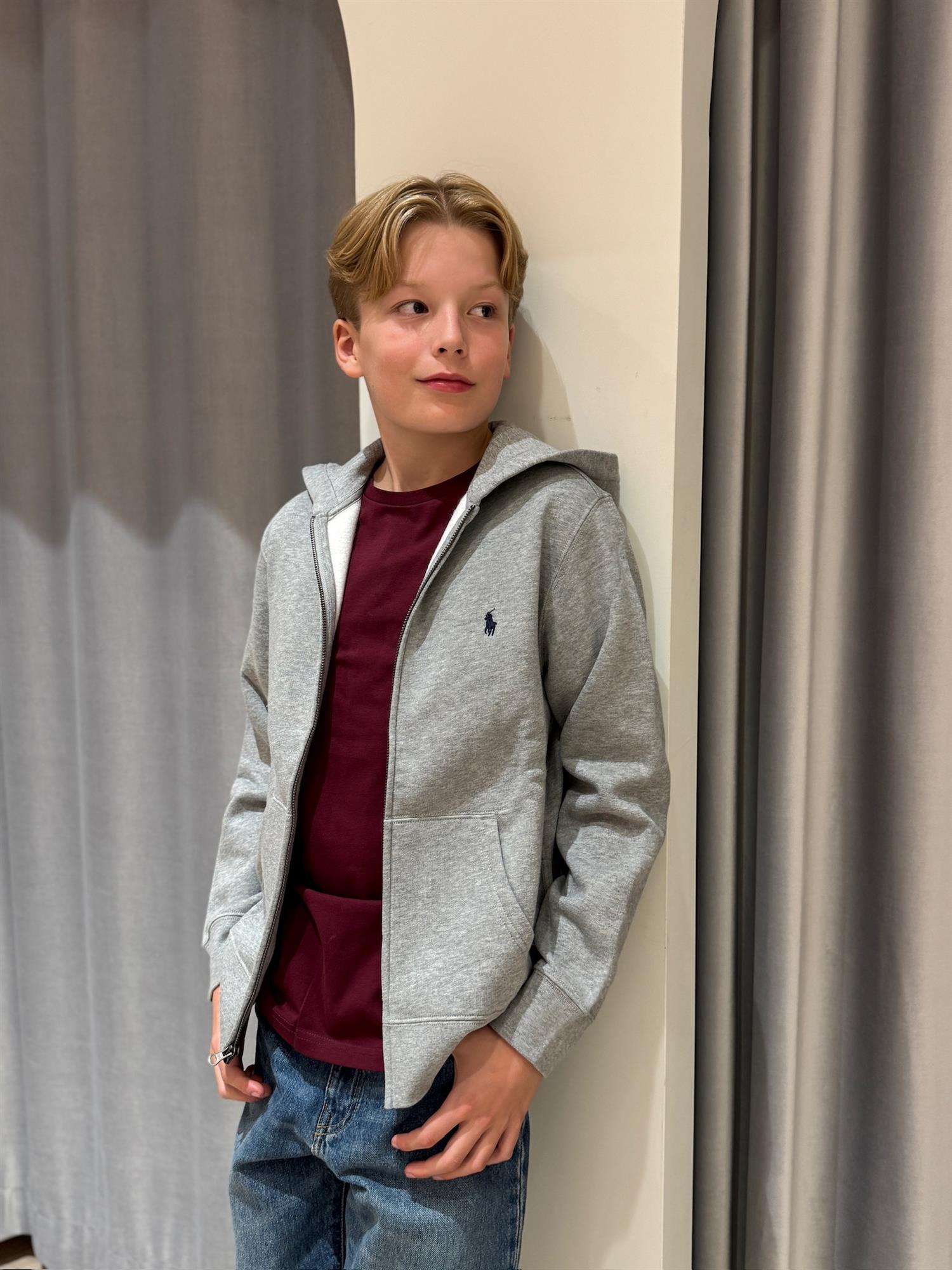RALPH LAUREN 8-16År Full Zip Hoodie Grå