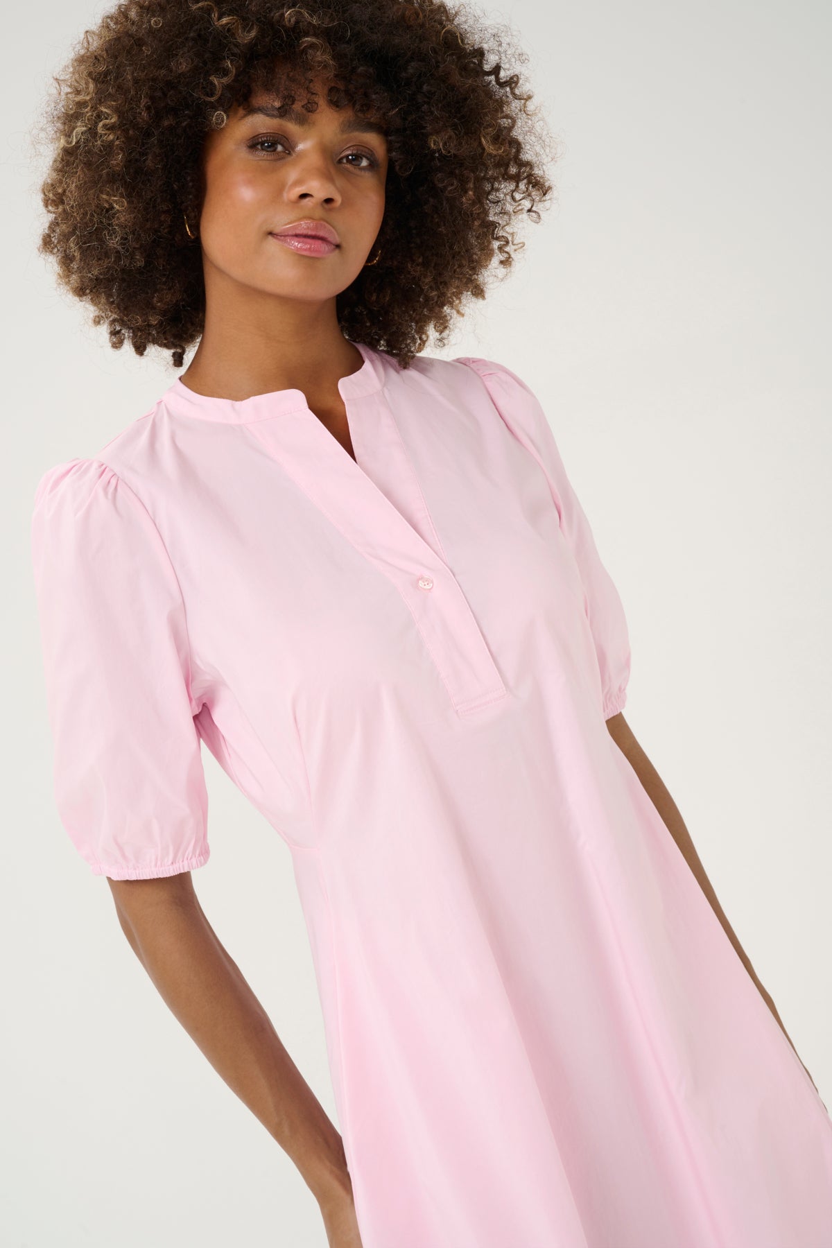 CULTURE Antoinett Placket Dress Lys Rosa