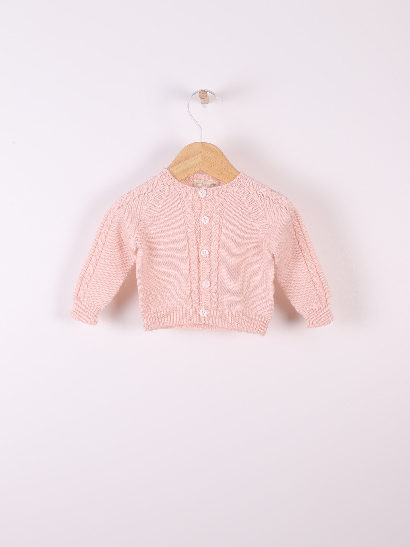 WEDOBLE Strikket jakke m/fletter,Ull Lys Rosa