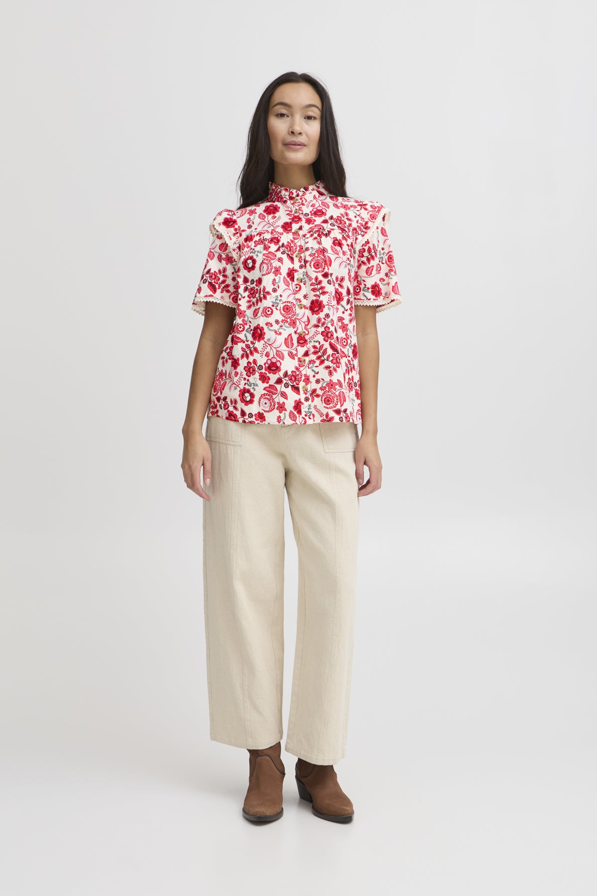 ATELIER RÊVE Iranna Short Sleeve Blouse Rød