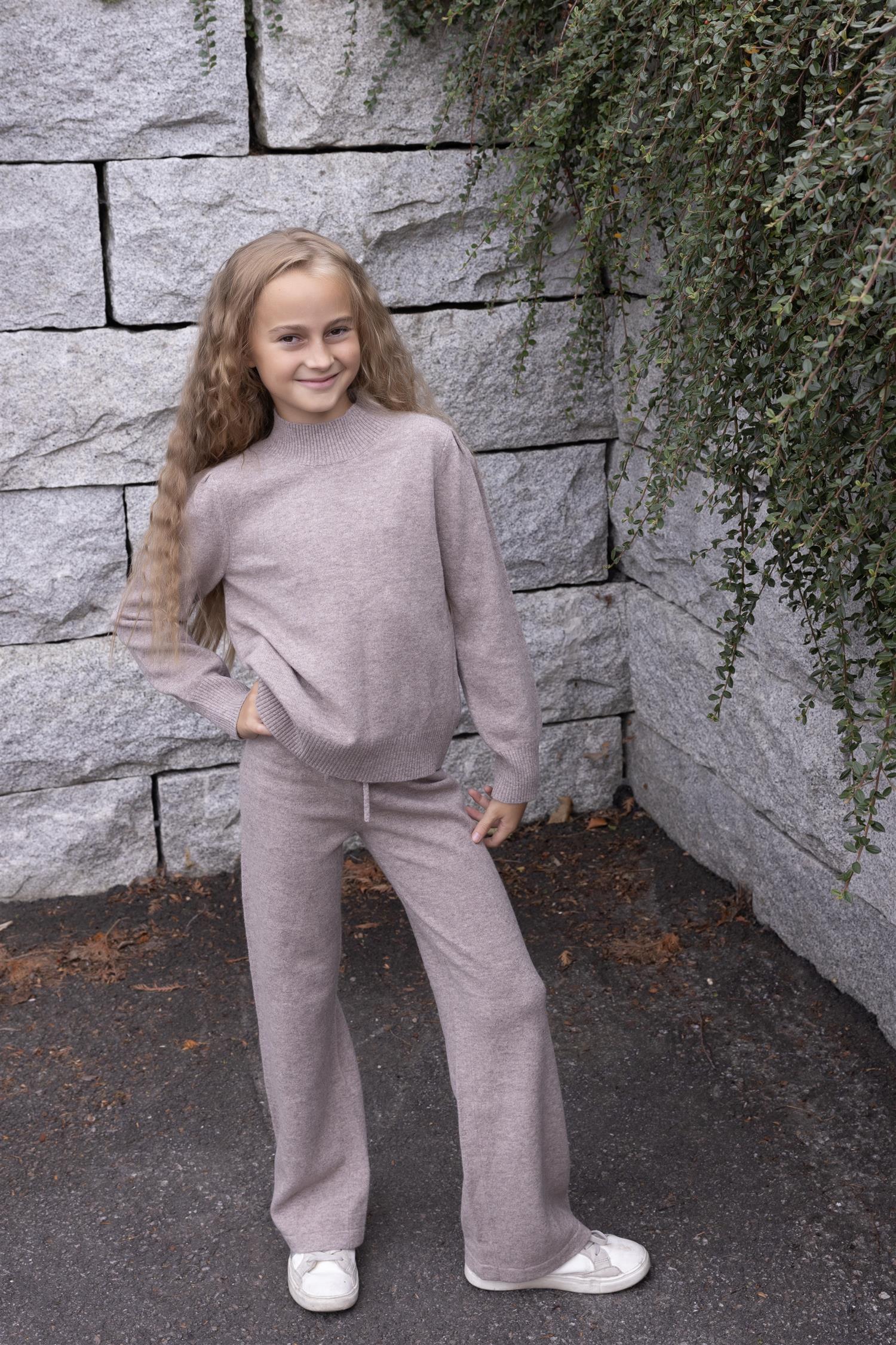 VILJE OG VE Esme Strikket Bukse,Ull Taupe