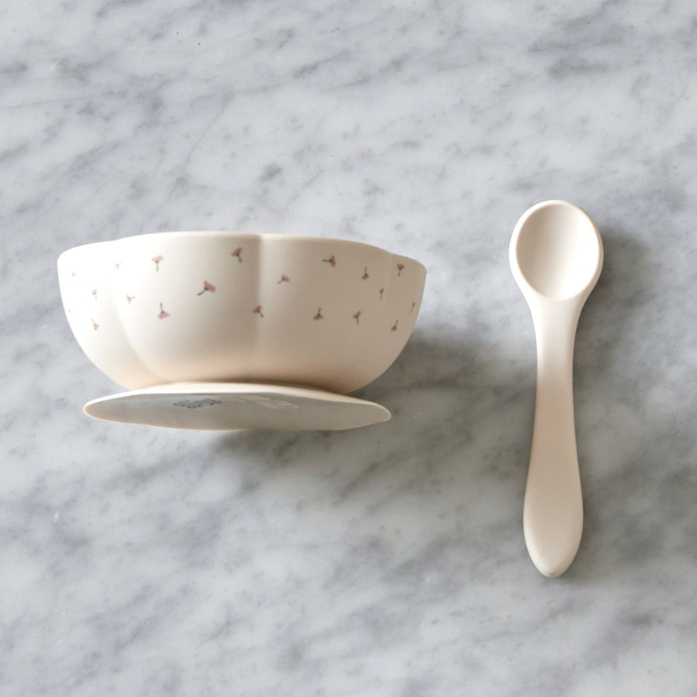 JACK o JUNO Poppy in Bloom,Bowl&Spoon Set Krem/Blomstret - Farmor Ingvarda